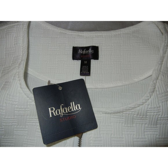 NWT Rafaella Cardigan Jacket White Front Zipped 3/4 Sleeve With Pockets Size 14 - Picture 5 of 7